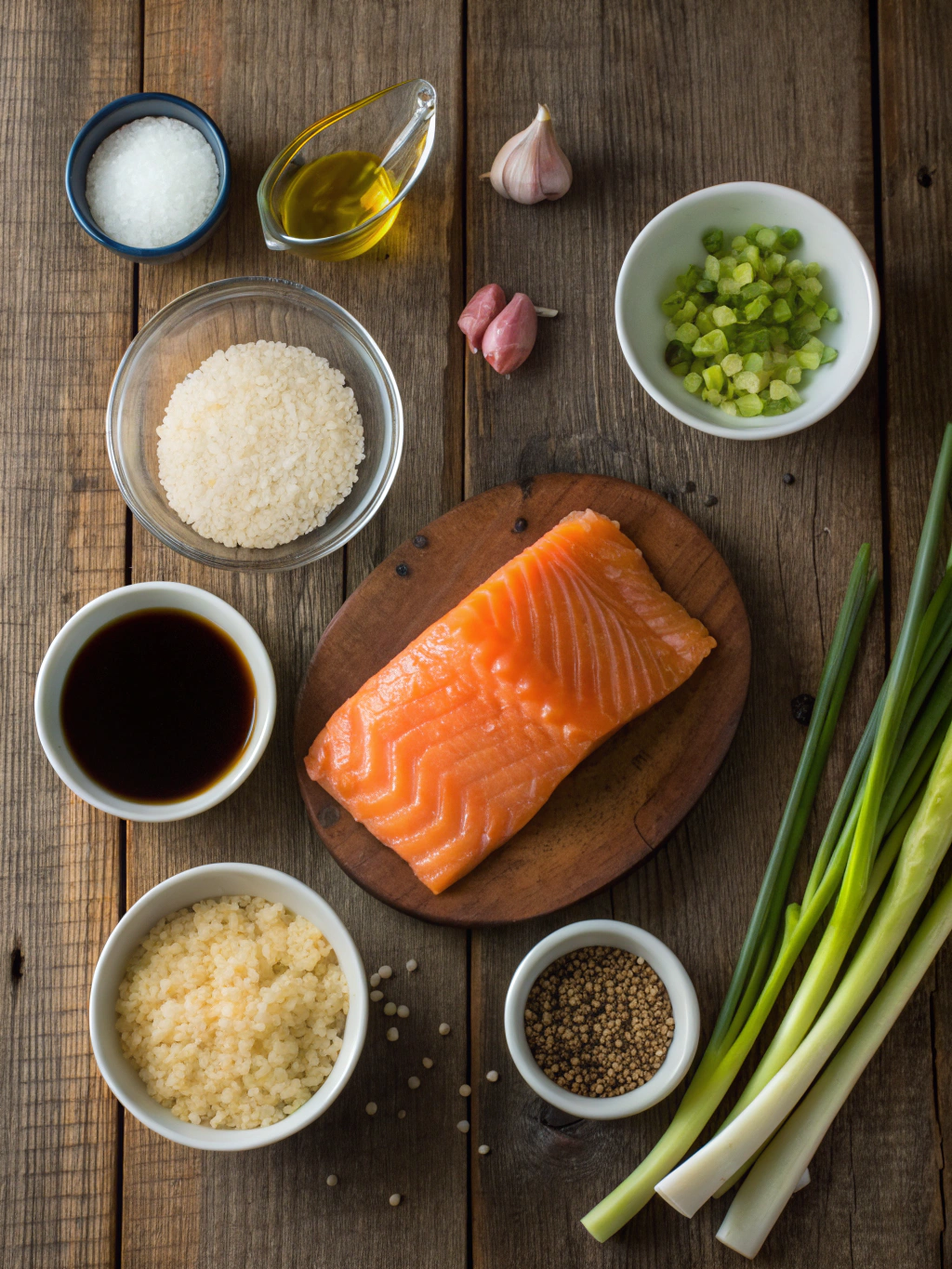 Ingredients for crispy honey garlic salmon bites