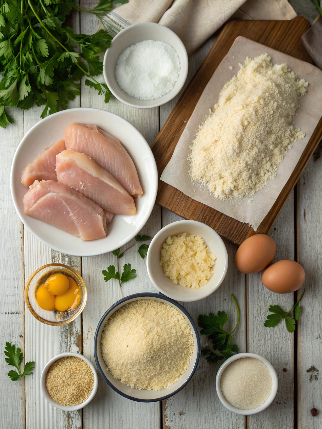 Ingredients for crispy parmesan chicken