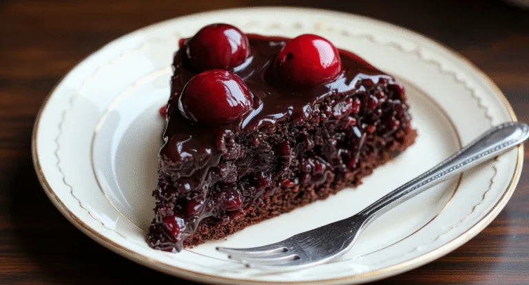 decadent chocolate cherry upside down cake for fall