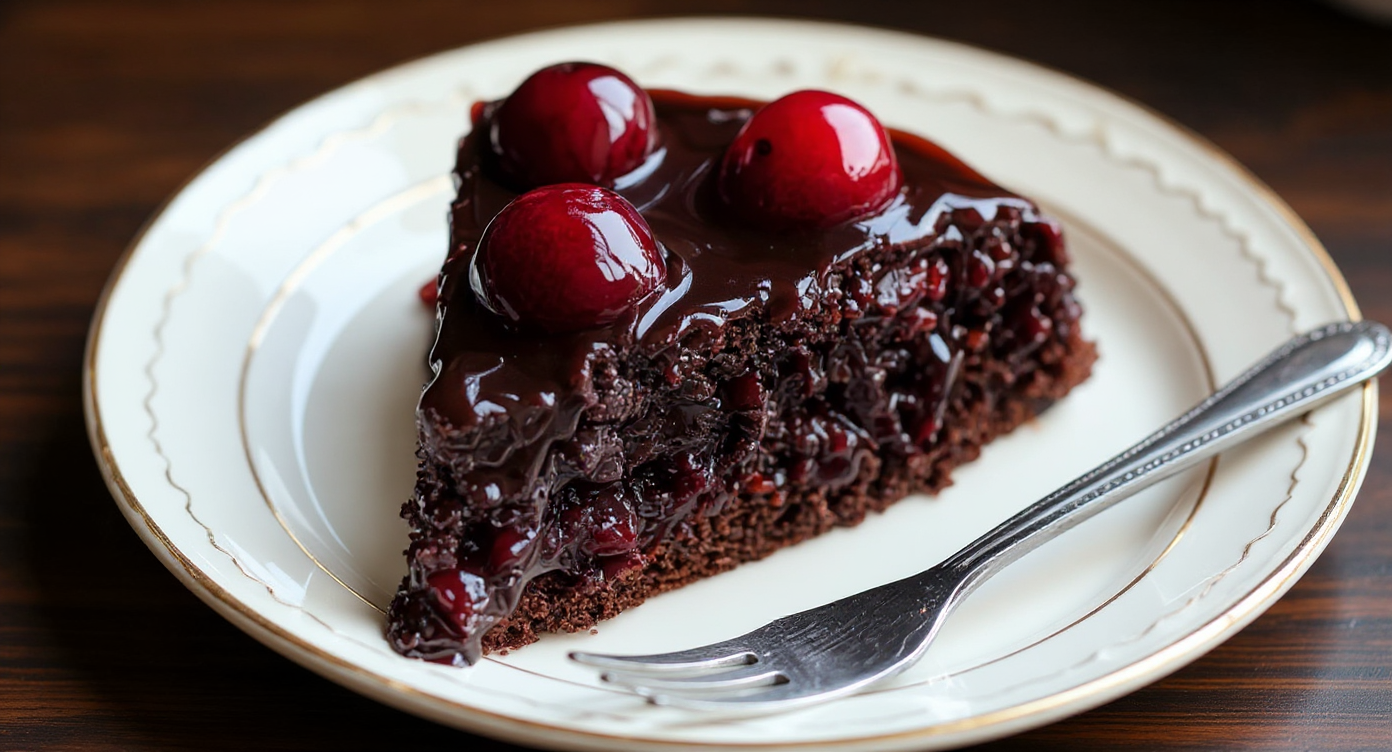 decadent chocolate cherry upside down cake for fall