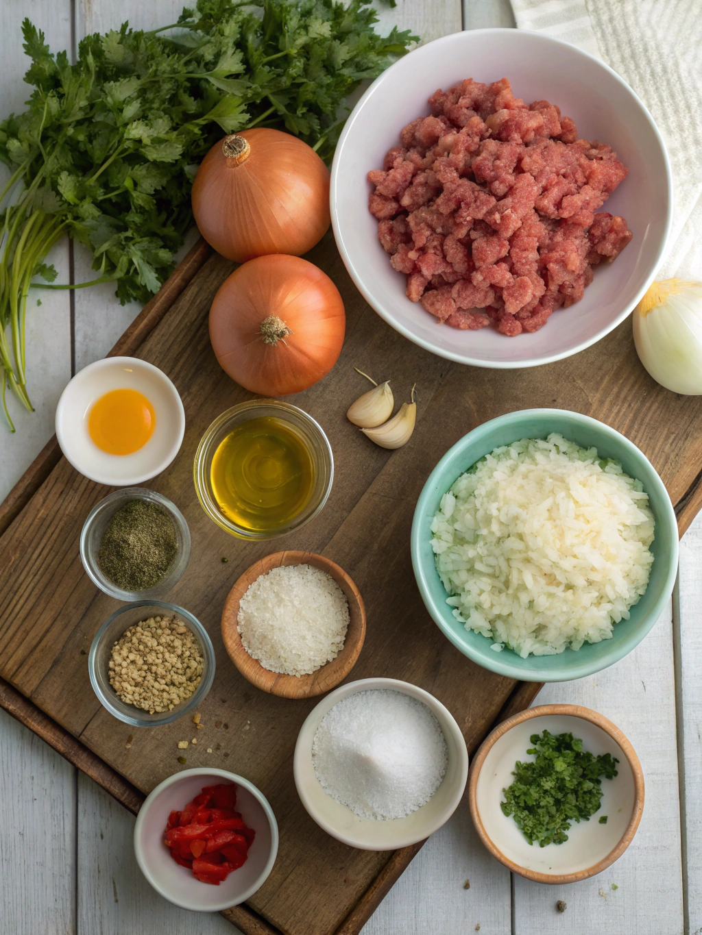Ingredients for greek stuffed onions – flavorful, fresh, and filling