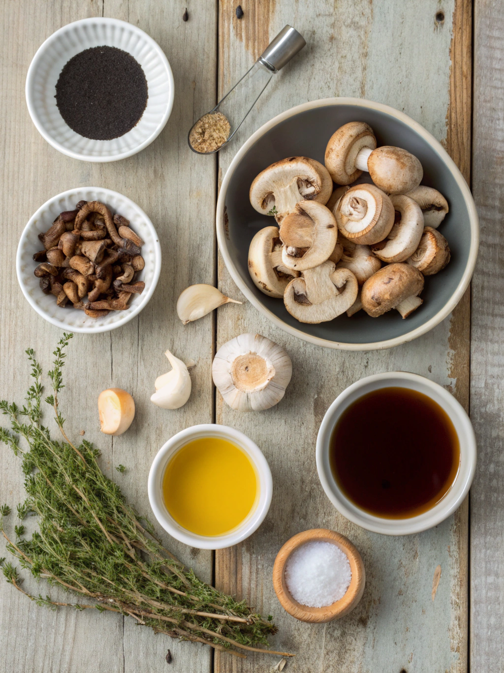 Ingredients for grilled mushrooms