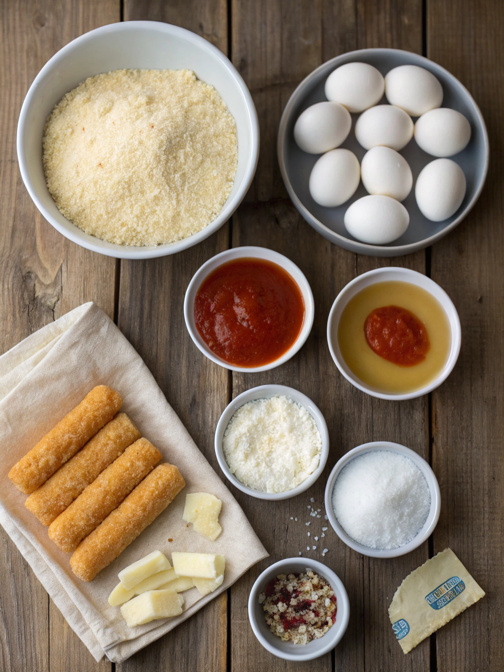 Ingredients for homemade mozzarella sticks you'll crave forever