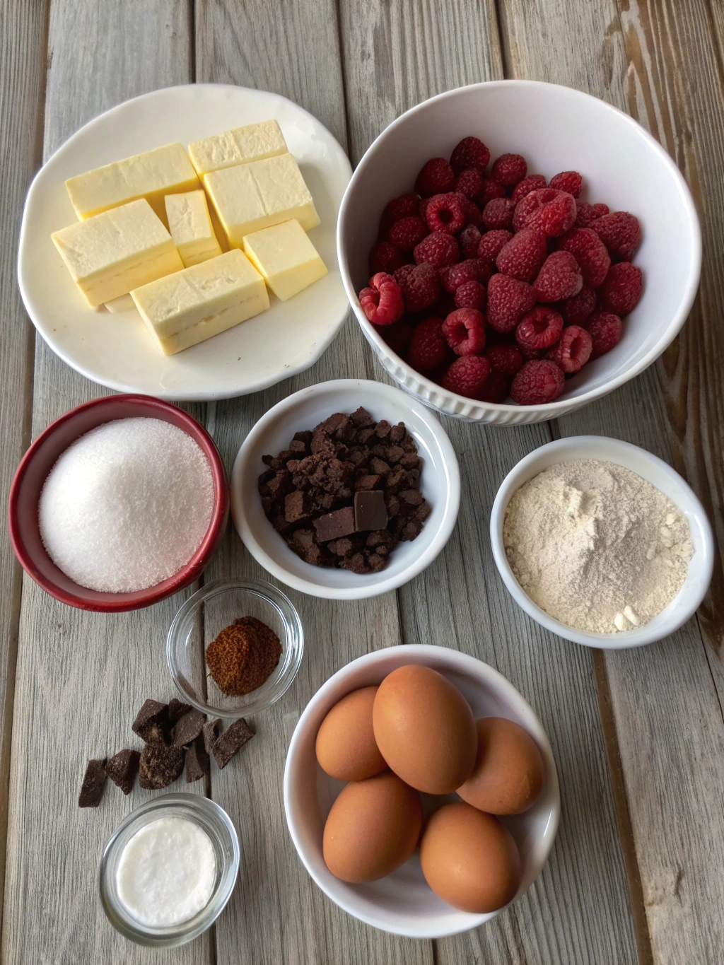Ingredients for how to make fudgy chocolate cookies with raspberry?