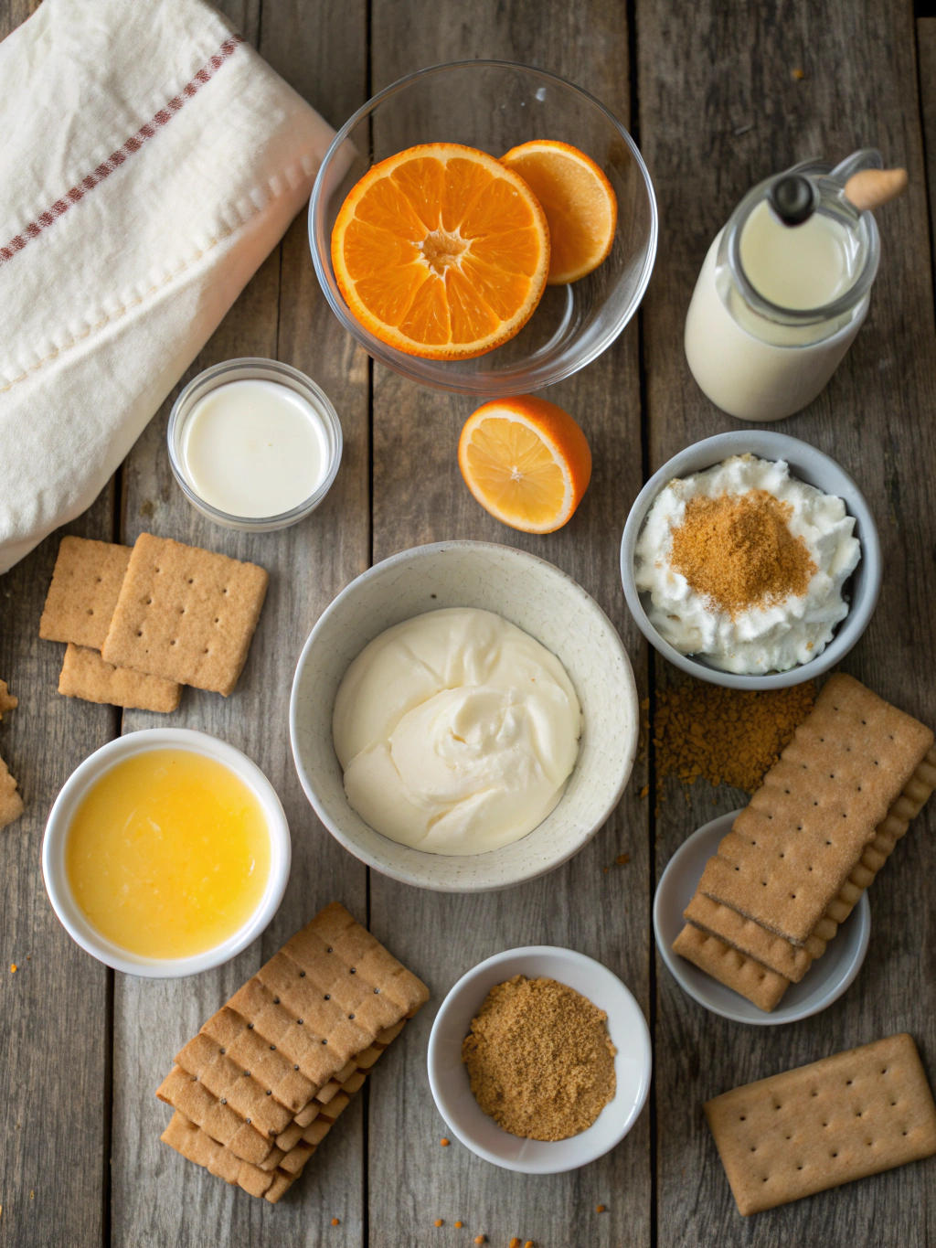 Ingredients for no-bake orange creamsicle cheesecake a taste of summer!