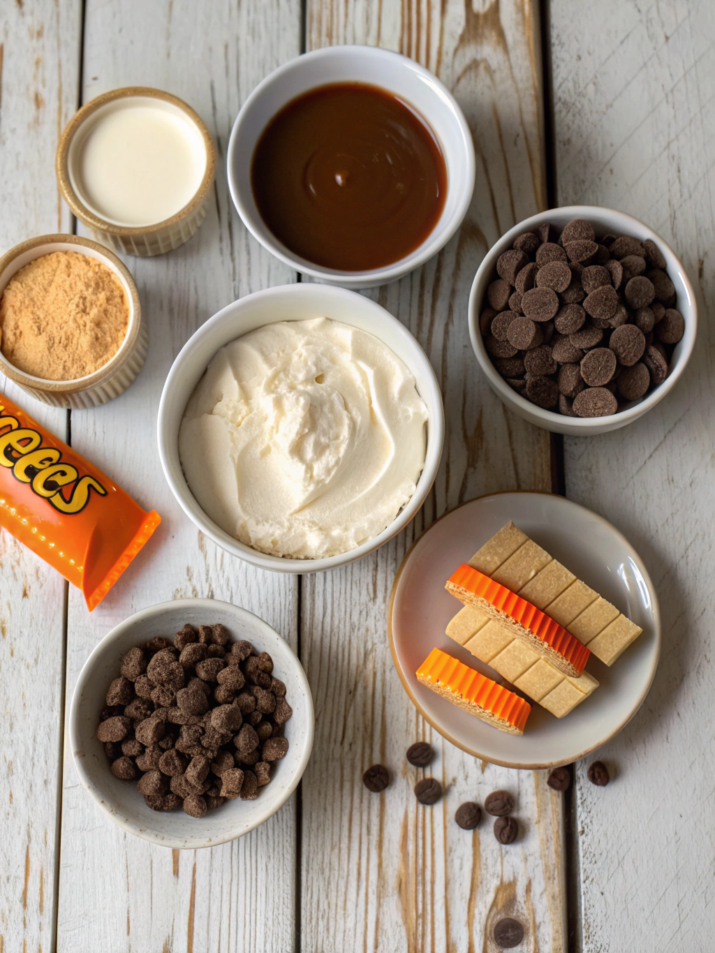 Ingredients for reese's cheesecake dip