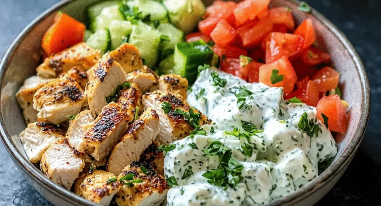 refreshing chicken tzatziki bowls
