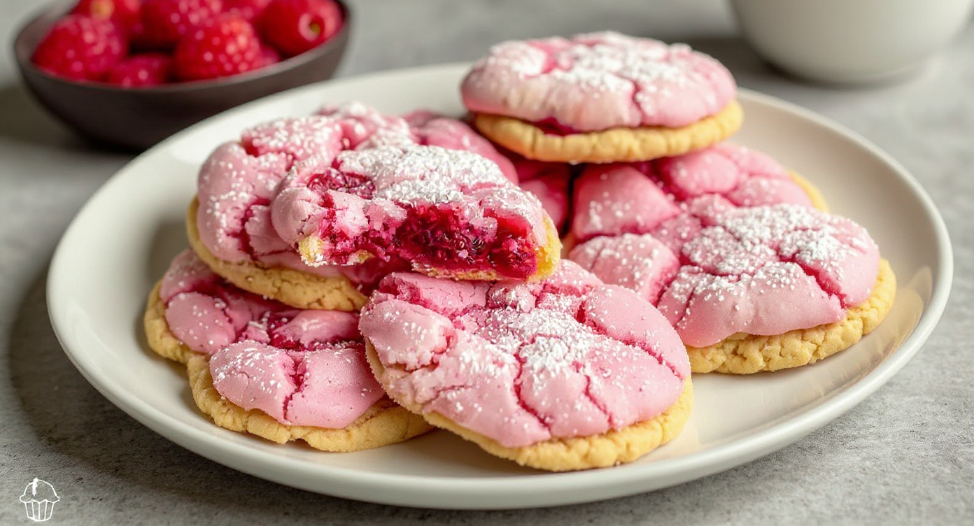 soft and chewy raspberry sugar cookies