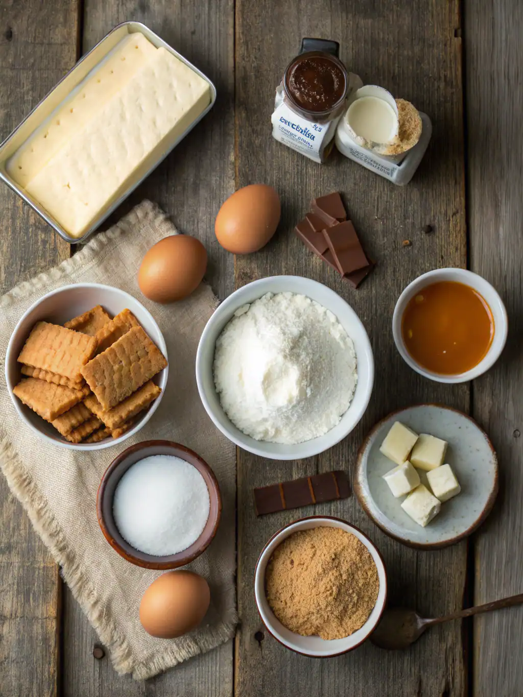 Ingredients for decadent salted caramel cheesecake delight