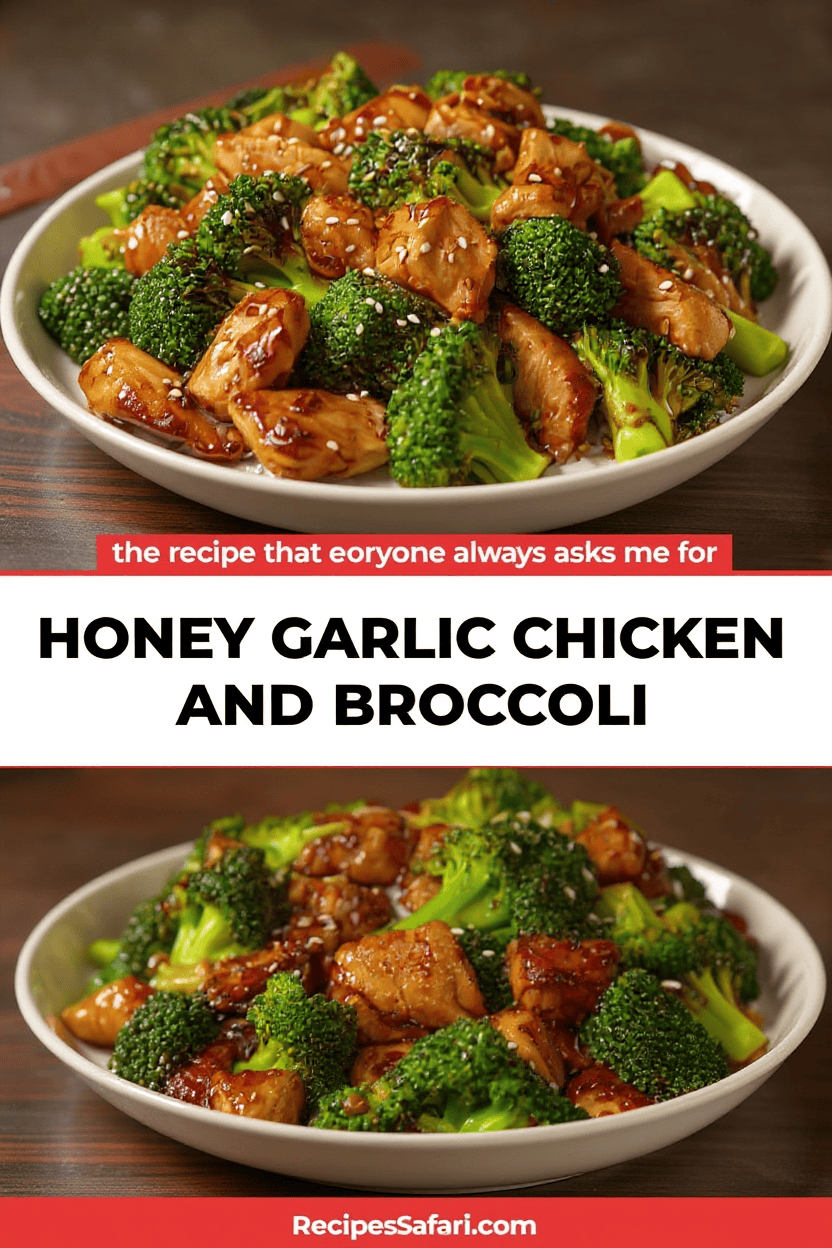 Honey garlic chicken and broccoli stir-fry with tender chicken pieces and fresh broccoli, coated in a sweet and savory honey garlic sauce. Perfect for healthy, flavorful meals.
