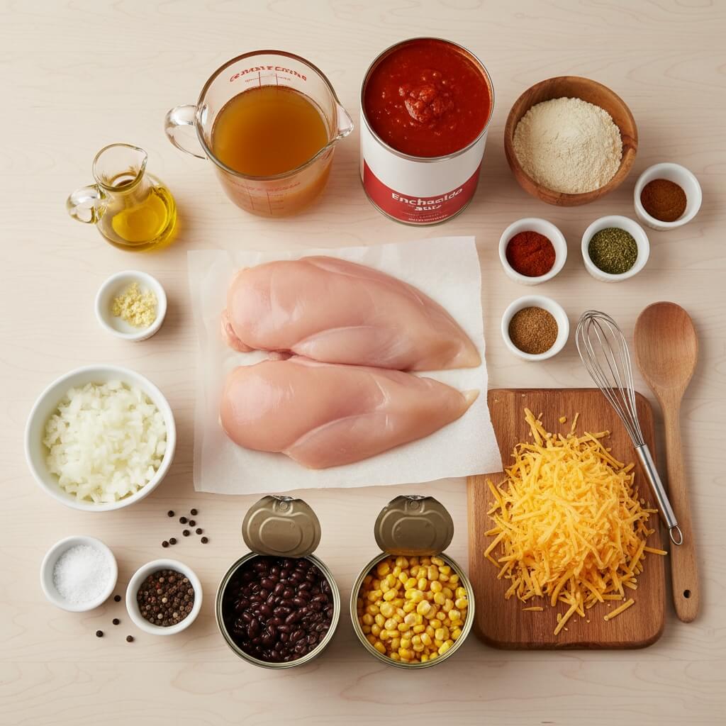 ingredients for Southwest Chili's Chicken Enchilada Soup