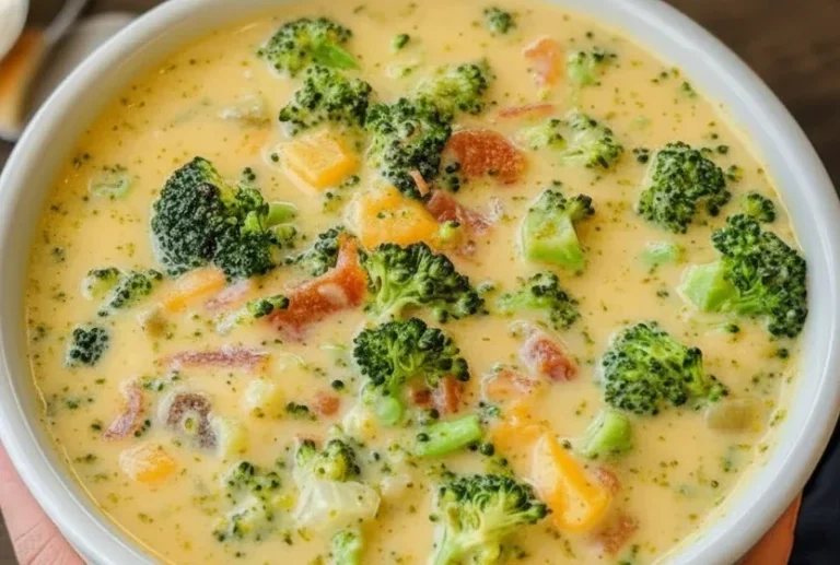 Creamy broccoli and cheese soup with fresh vegetables and herbs for a hearty, flavorful meal. Perfect for cozy dinners and easy to prepare recipe ideas.