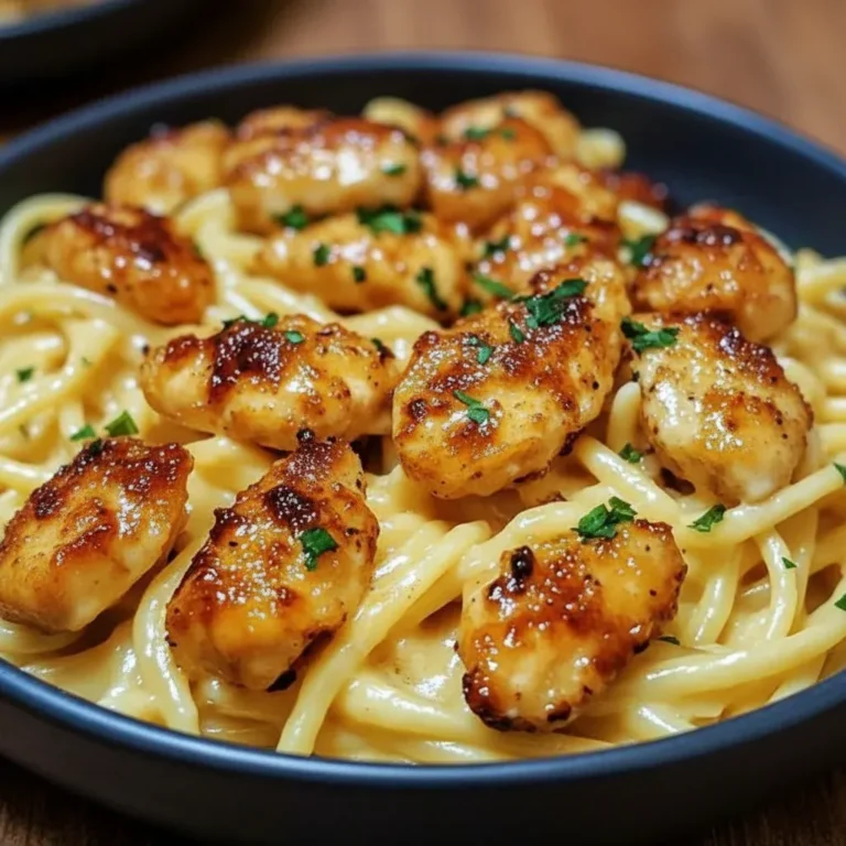 Garlic Butter Chicken Bites with Parmesan Pasta