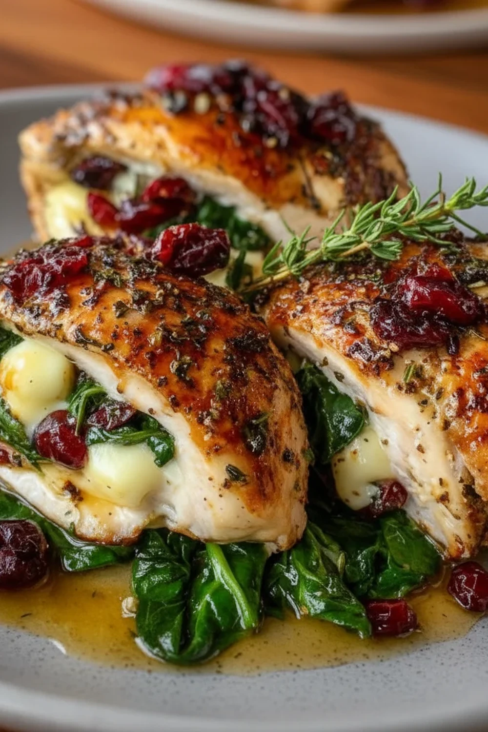 Cranberry Spinach Stuffed Chicken Brie