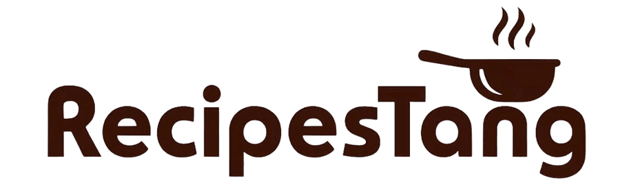 Delicious recipe logo with chef character and bold text for RecipeStang website SEO.