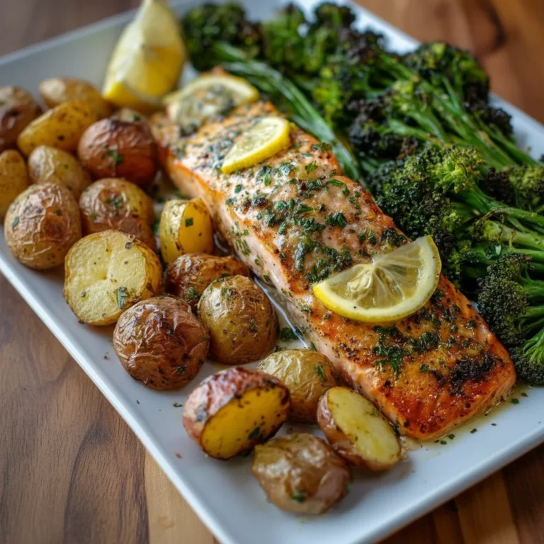 Lemon Butter Salmon Crispy Potatoes