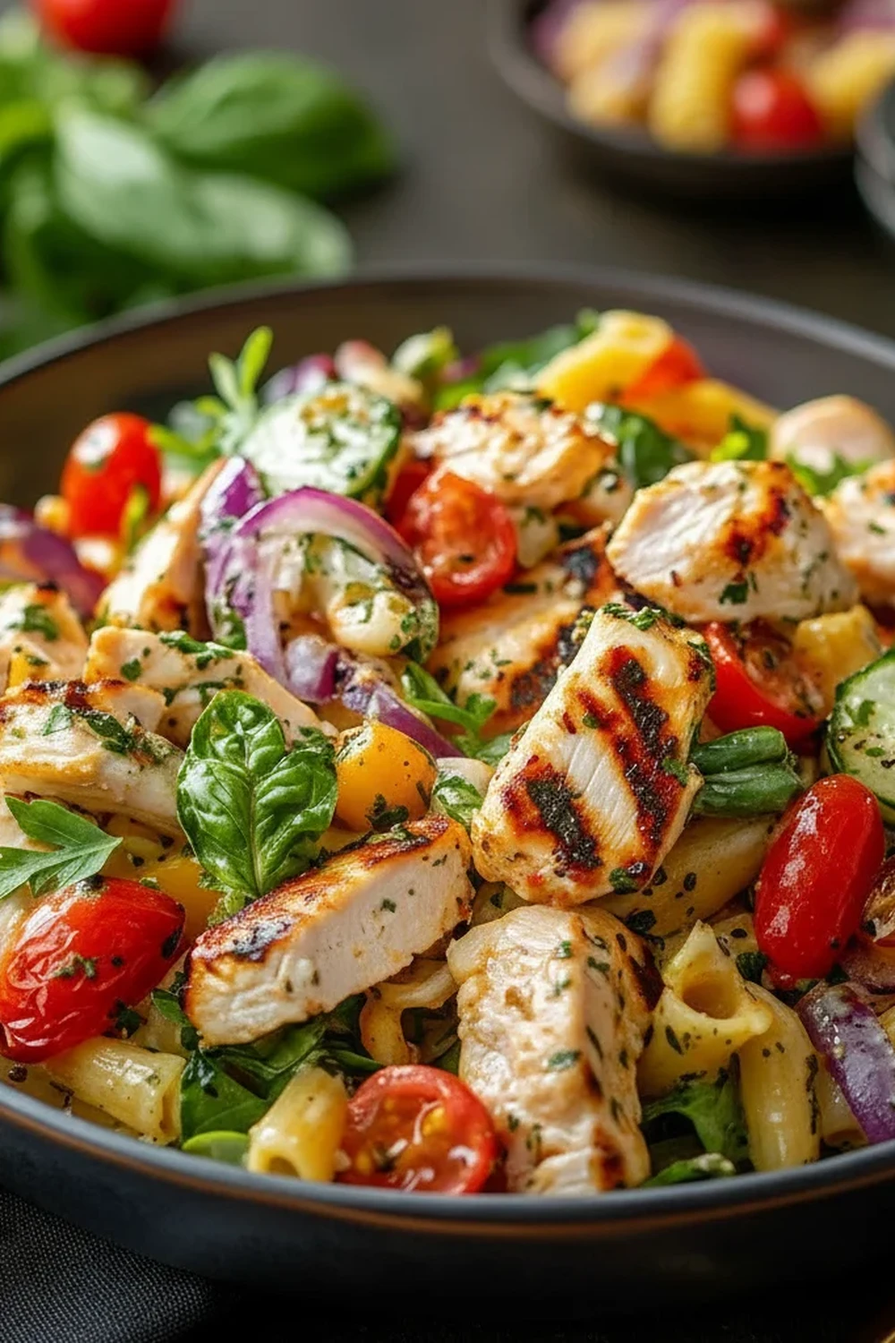 Mediterranean Chicken Pasta Salad