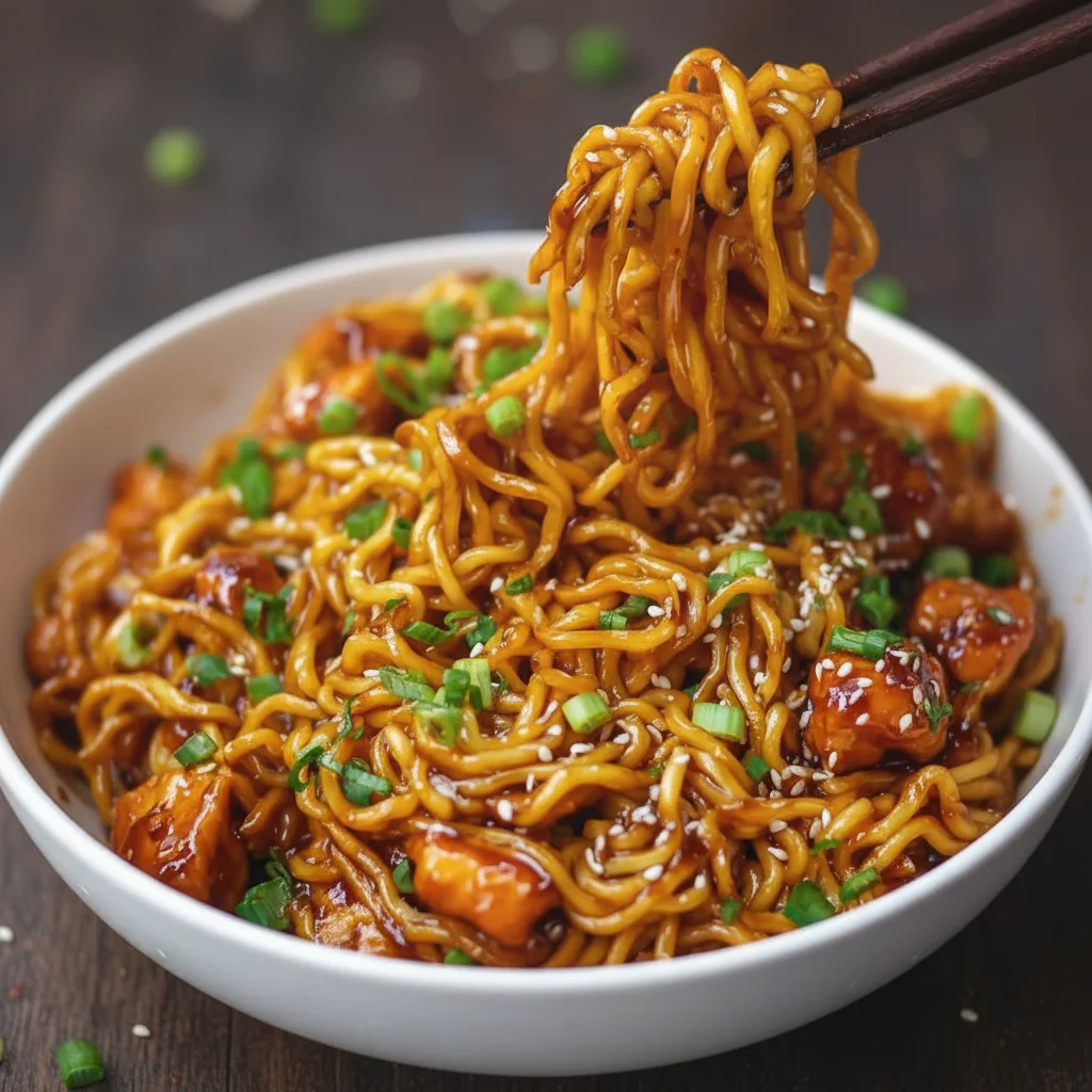 Sticky Garlic Chicken Noodles