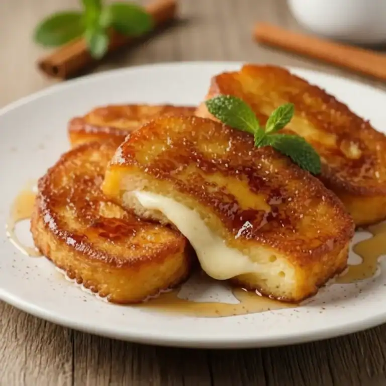 French Toast Pieces with Syrup Drizzle