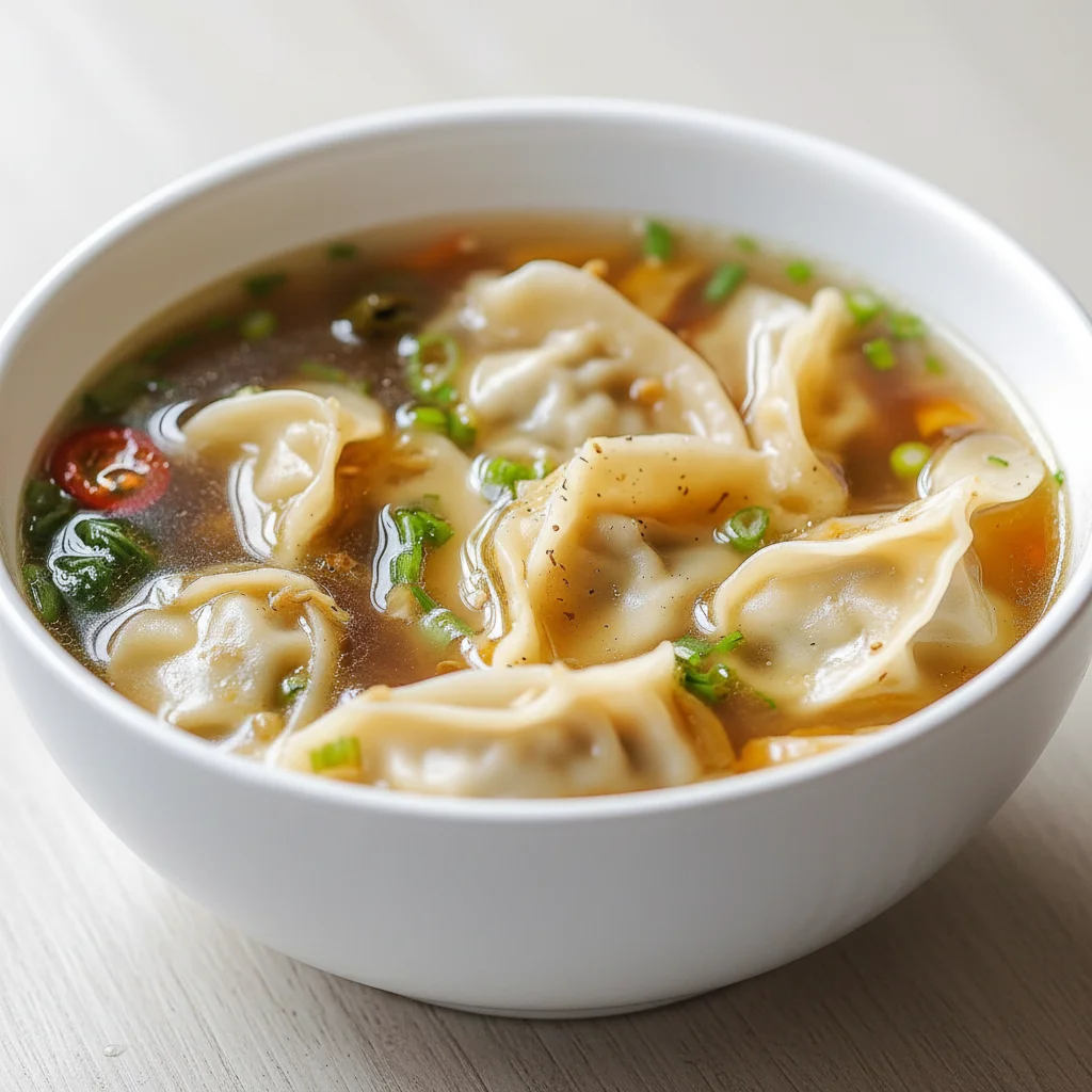 Comforting Potsticker Soup Recipe in a Bowl