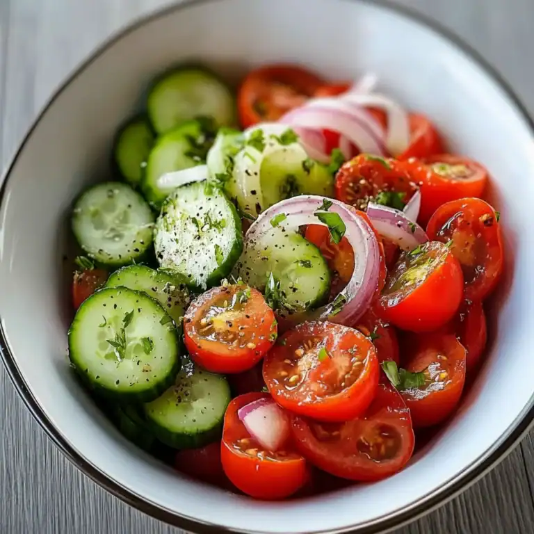 Crisp Tomato Cucumber and Onion Salad Recipe